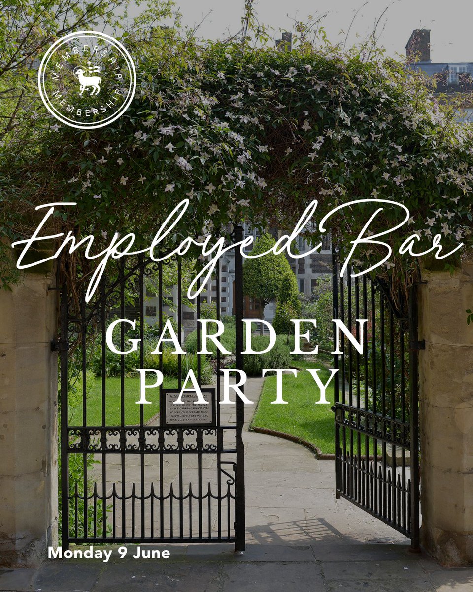 The Employed Bar Garden Party is for members and students from all four Inns of Court, guests, and non-members from the legal profession. Enjoy drinks and canapes with friends and colleagues against the backdrop of the Inn's beautiful garden. Book today: loom.ly/QvO2KFw