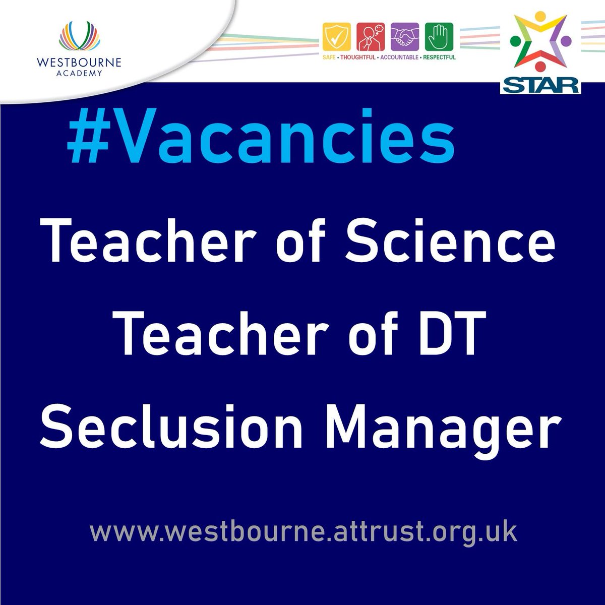 We are currently seeking to appoint a Teacher of Science, a Teacher of DT and a Seclusion Manager. Full details, job descriptions and our online application portal can be found here on our website vacancy page: buff.ly/jLHOs1A