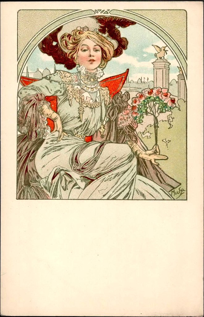 NouveauDeco's tweet image. Four Art Nouveau postcards from c.1900 by Czech painter, illustrator, and graphic artist Alphonse Mucha (1860-1939).
