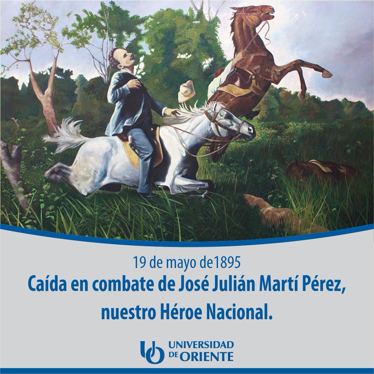 La caída en combate de José Martí, el 19 de mayo de 1895, representó una irreparable pérdida para el desarrollo de la guerra, pero su doctrina se convirtió en una fuente inagotable del pensamiento revolucionario de cubanos y latinoamericanos. #TenemosMemoria #CubaViveEnSuHistoria