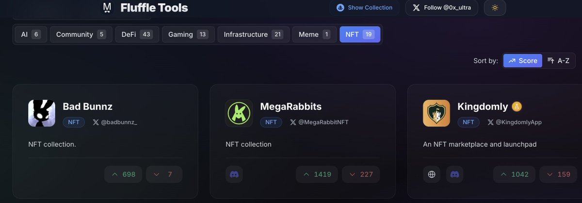 Bad Bunnz is now ranked #1 on Fluffle Tools of the NFT section. This is the main tool promoted by the MegaETH Foundation to easily explore the MegaETH ecosystem. We also recommend using this tool if you want to simplify your tracking of the ecosystem.