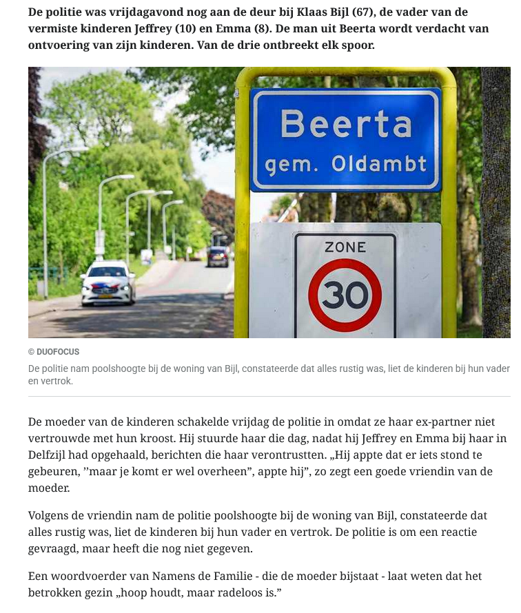 Politiebezoek bij Klaas Bijl voorafgaand aan ontvoering