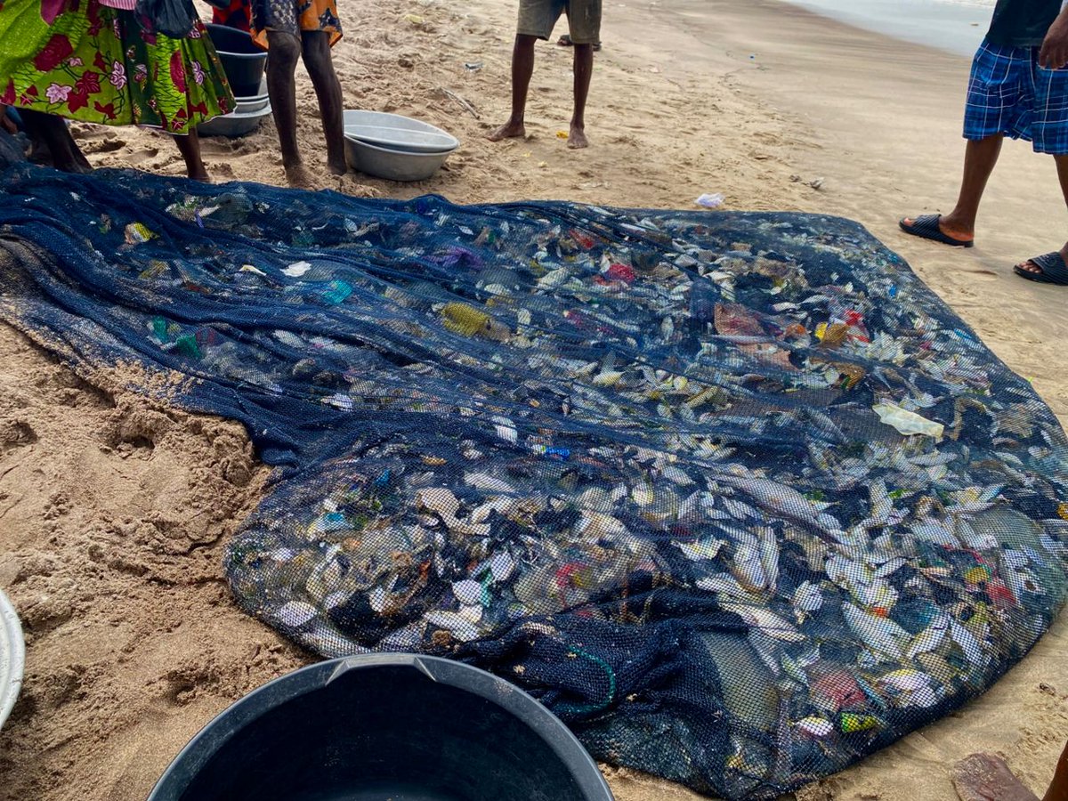 Fishermen catch more plastics than fish. Fixing this plastic problem is beyond these fishers. The plastic that enters the sea is not all generated in the coastal communities. #BanPlastics, #Ghana. That is the beginning of BOLD actions to save our seas, fisheries and lives.