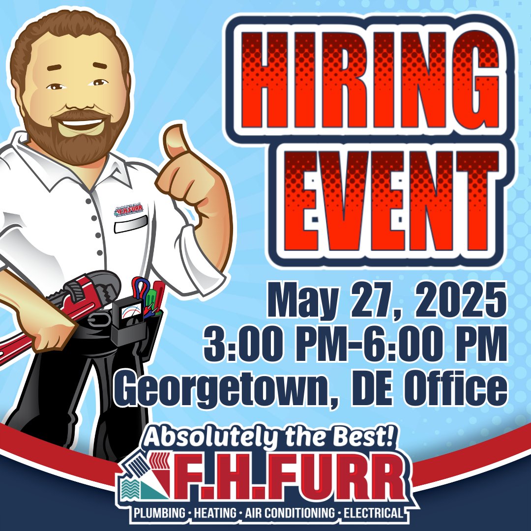 🚨 We're Hiring Plumbing Apprentices! 🛠️

Looking to start your career in the trades? Join us at our Georgetown Hiring Event on Tuesday, May 27th from 3–6 PM!📍 22965 Lewes Georgetown Hwy, Georgetown, DE

👉 Click here for all the event info: shorturl.at/L7aPP