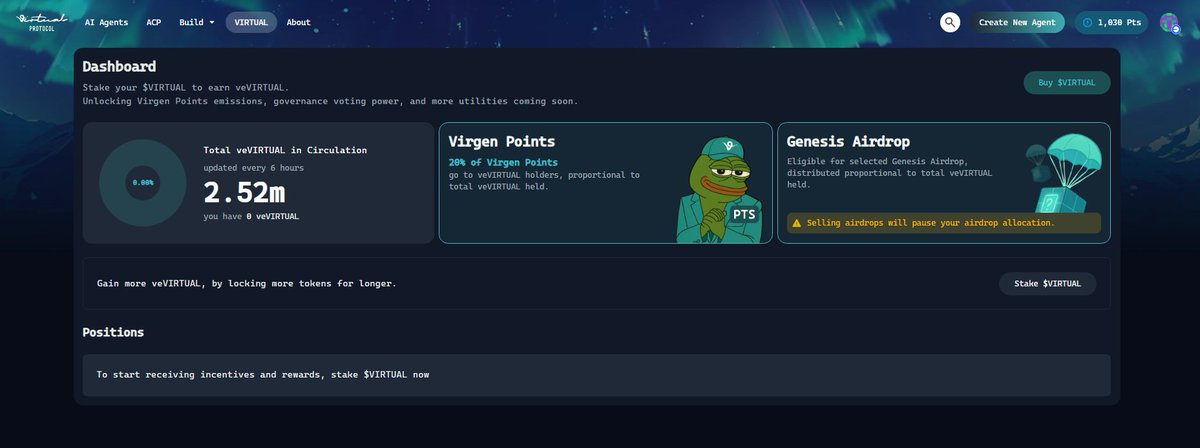 AlphaXLabs_TW's tweet image. @virtuals_io  No More Free Points 👀

Agent tokens must be staked to earn.

Deadline: May 22, 3PM GMT+8
🔒 14-day cooldown required
🎯 Staking = aligned rewards
💼 Projects: DM us if you need help setting up
#GenesisUpdate #StakingLive #VirtualsEcosystem #Virgenity @KaitoAI