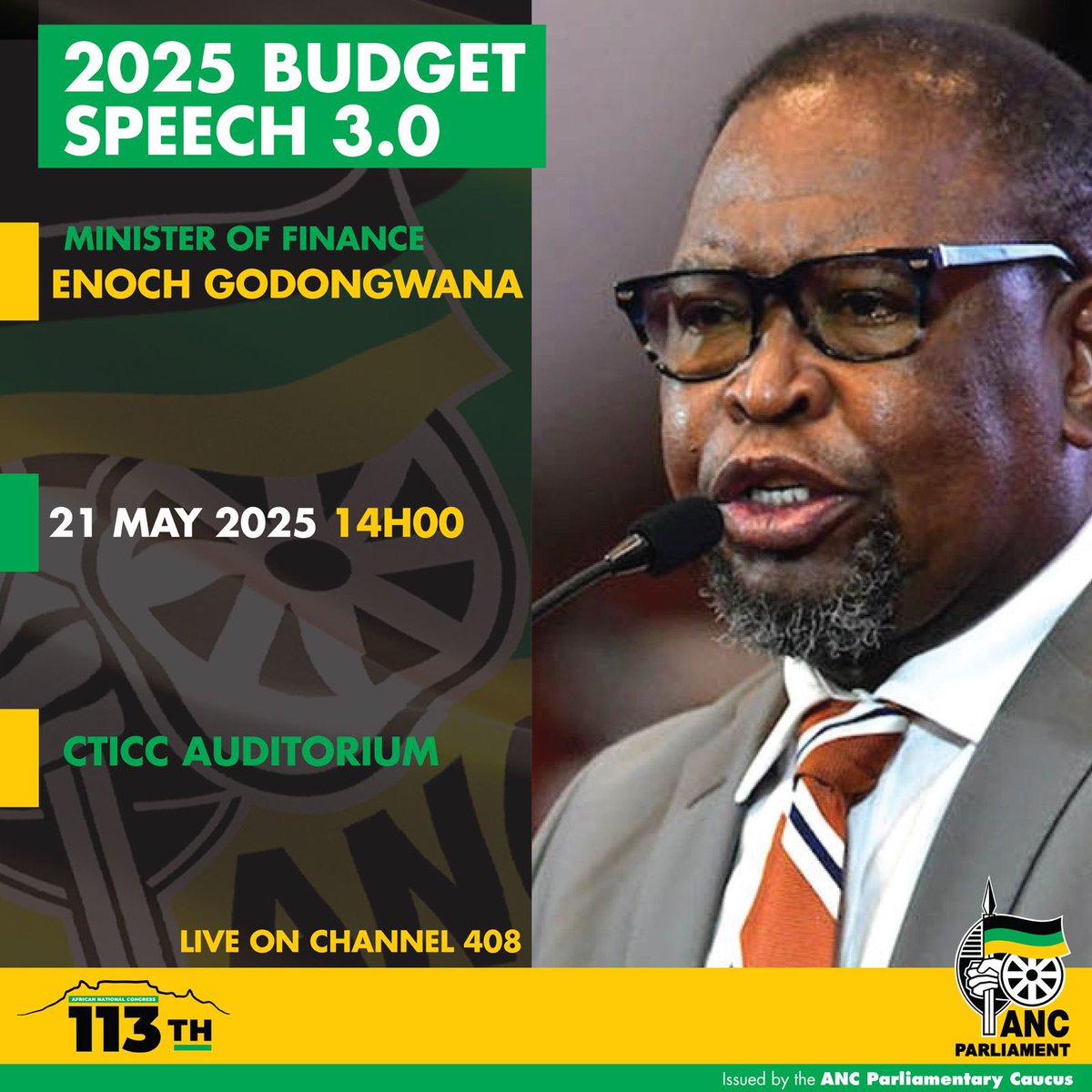 On Wednesday, 21 May 2025, Minister Godongwana will table the third iteration of the National Budget. This budget follows the consensus reached to reverse the increase in VAT and to find alternative revenue sources to fund the resultant revenue shortfall. The ANC looks forward to
