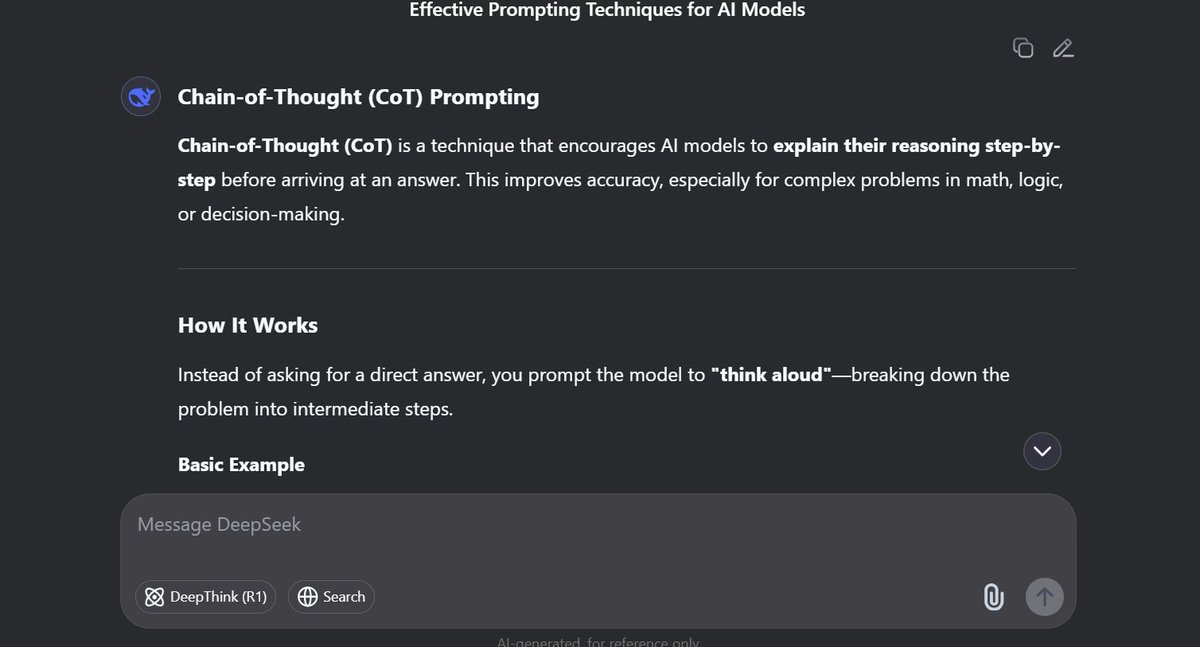 _Zawadii's tweet photo. learning various AI prompting techniques using deepseek AI
#ALX_AiSK 
@alx_africa https://t.co/UNXCcXD2rP