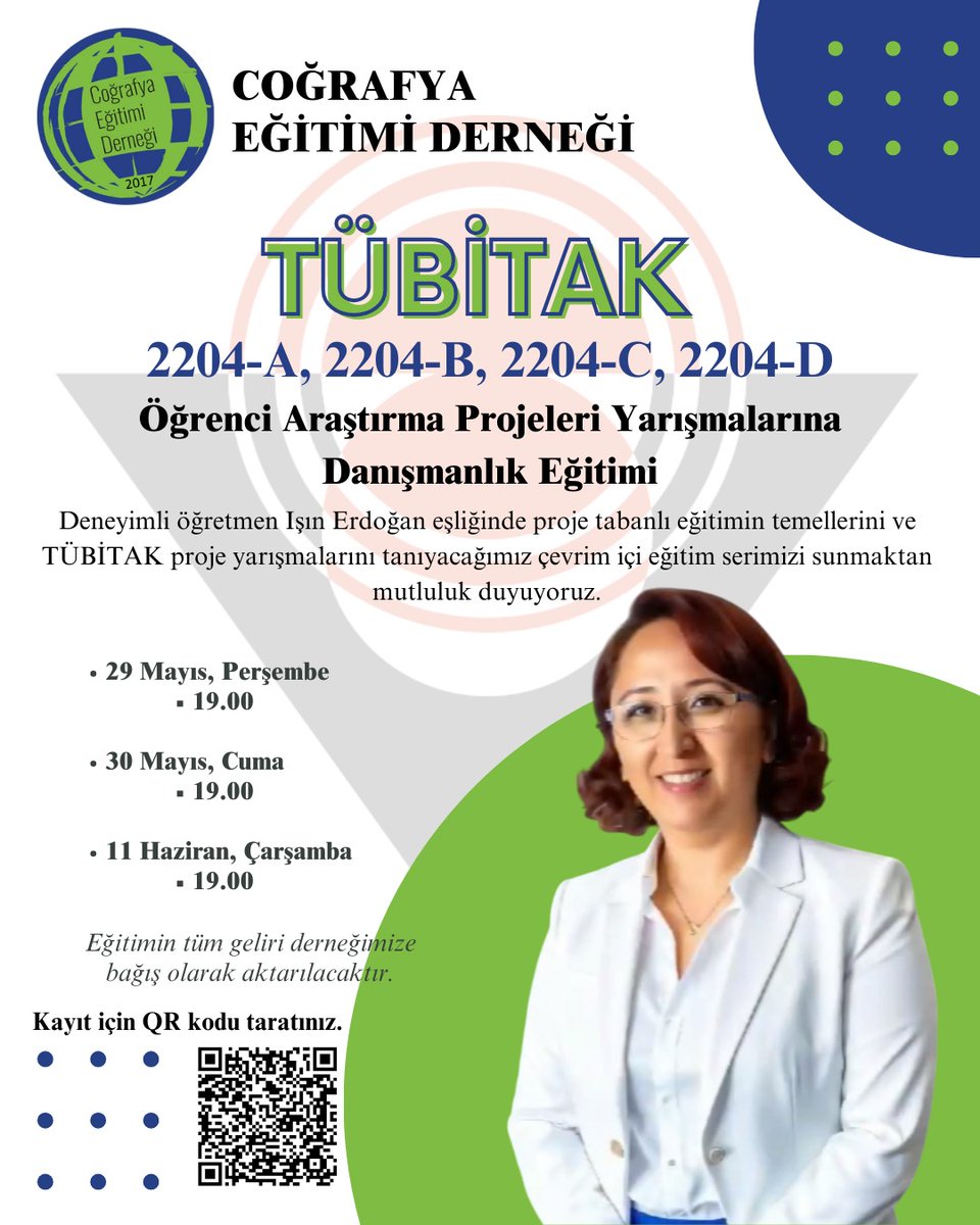 TCED2017's tweet image. Derneğimiz üyesi Işın Erdoğan tarafından tüm branşlara yönelik TÜBİTAK 2204-A, 2204-B, 2204-C, 2204-D
Oğrenci Araştırma Projeleri Yarışmalarına
Danışmanlık Eğitimi düzenlenecektir. Başvuru için karekod ile forma ulaşabilirsiniz.  #tübitak #proje #eğitim