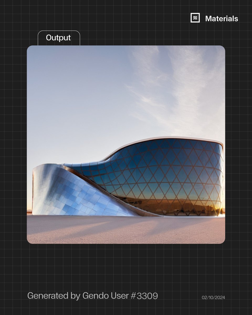 Materiality influences not just aesthetics but performance. Test different surfaces, refine facades, and push the boundaries of architectural expression—all in seconds.

To try today, go to bit.ly/41KPzoP

#GendoAI #AIforDesign #MaterialExploration #AIWorkflow