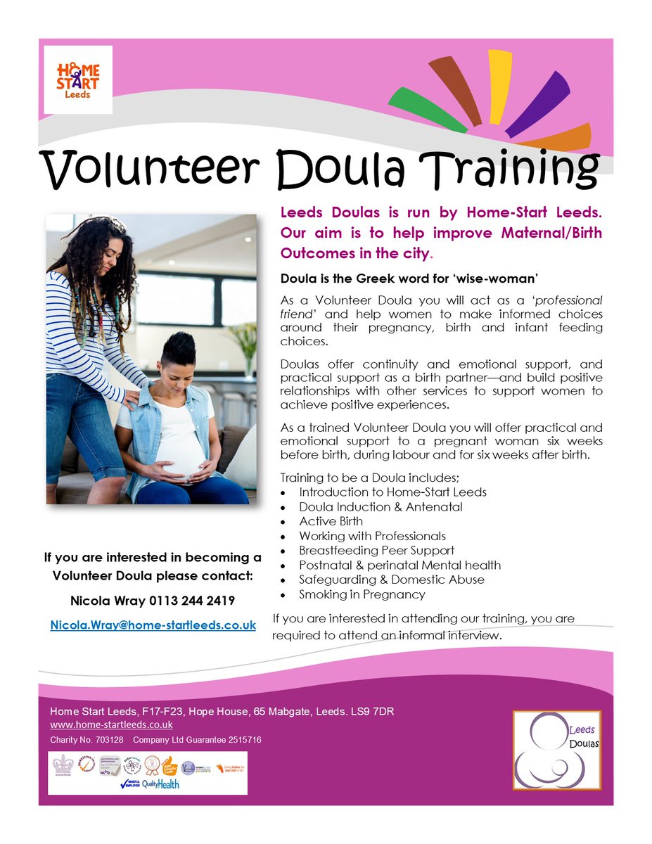 #Volunteers
Hello #Leeds are you looking to Volunteer?
Ever thought of being a Birth Doula?
For more info contact Nicola on the details below
Speak soon 😎😎😎