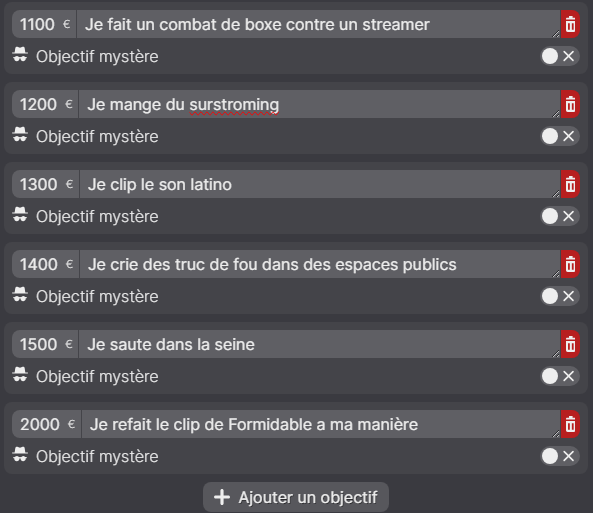 Voici les nouveaux donation goals, c'est le dernier jour aujourd'hui. On a jusqu'a 22h pour faire exploser la cagnotte !!!

 Le lien pour faire un don : streamlabscharity.com/teams/@stream-…
