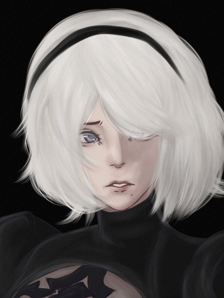 kuro1uta's tweet image. 2B art I did 2 years ago. 

#2B #NieRAutomata