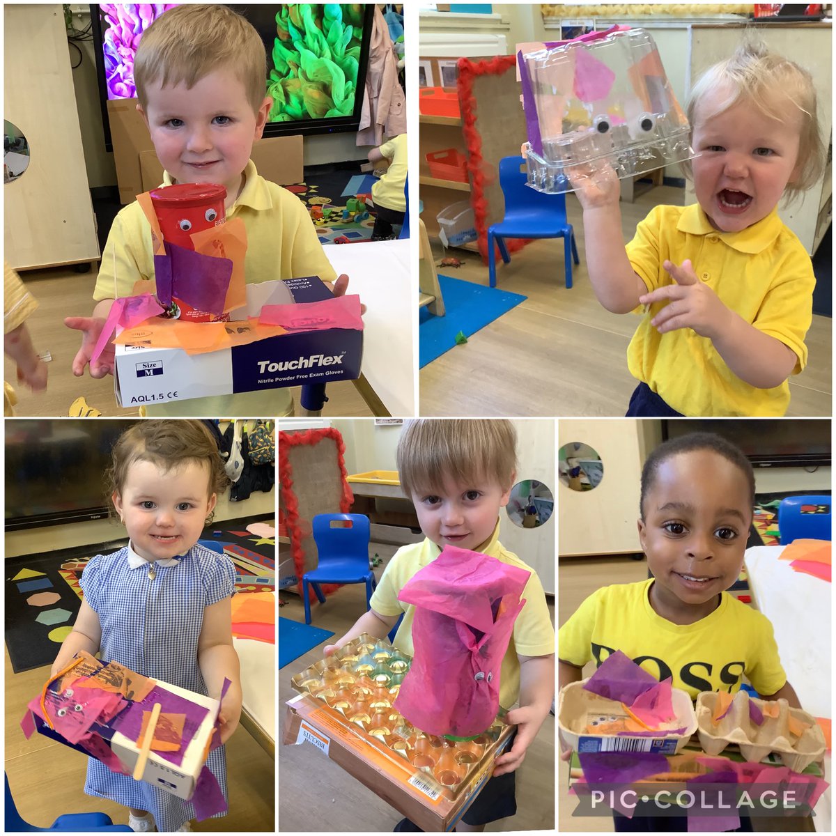LittlePinecone1's tweet photo. Look at our amazing junk models we have made in Little Pine Cones! The children were very creative, making dinosaurs, aeroplanes, robots and much more ๐ค๐ฆโ๏ธ @PinehurstP #PinehurstDT https://t.co/f4kIgqvygq