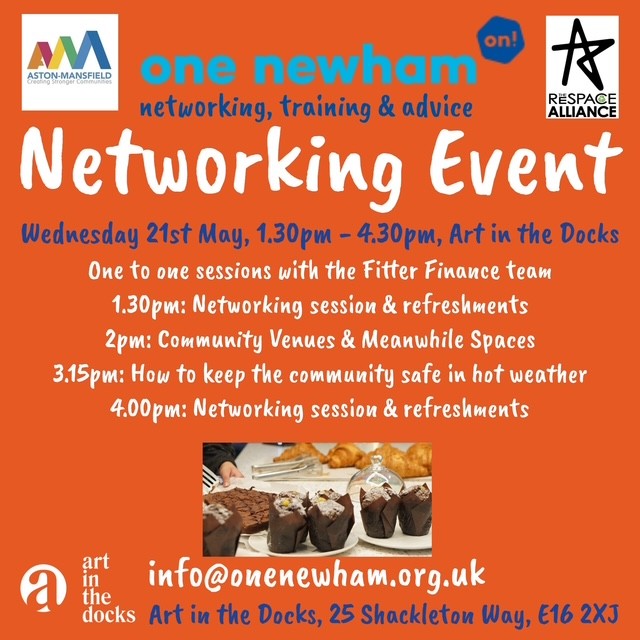 Aston-Mansfield (@astonmansfield) on Twitter photo Join us, <a href="/one_newham/">One Newham</a> and ReSpace Alliance on Wednesday for an exciting afternoon of networking, collaboration and community.
21st May (1:30pm - 4:30pm) at <a href="/artinthedocks/">Art In The Docks</a>, 25 Shackleton Way, E16 2XJ
#Newham #EastLondon #Charity #Nonprofit #Community #Networking Join us, <a href="/one_newham/">One Newham</a> and ReSpace Alliance on Wednesday for an exciting afternoon of networking, collaboration and community.
21st May (1:30pm - 4:30pm) at <a href="/artinthedocks/">Art In The Docks</a>, 25 Shackleton Way, E16 2XJ
#Newham #EastLondon #Charity #Nonprofit #Community #Networking