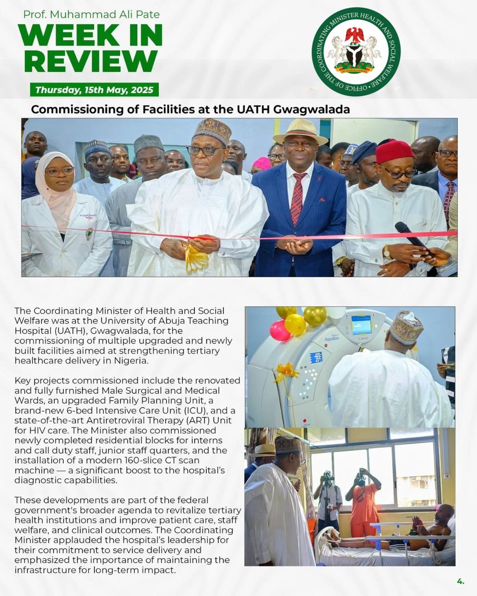 WEEK IN REVIEW: DRIVING HEALTH SECTOR REFORMS 

Last week, the Coordinating Minister of Health and Social Welfare, Prof. Muhammad Ali Pate, led several high-impact engagements focused on strengthening Nigeria’s health system:

✅ Polio Progress: Received critical updates from the