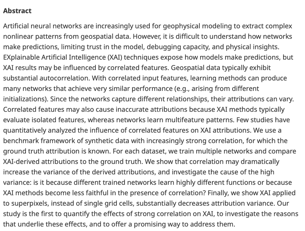 Environmental Data Science (@envdatascience) on Twitter photo New article!
The influence of correlated features on neural network attribution methods in geoscience
👉 bit.ly/3F8huId
By <a href="/krell_evan/">EvanKrell_CC</a>, <a href="/AntoniosMamala2/">Antonios Mamalakis</a>, Scott A. King, Philippe Tissot and <a href="/Iebertu/">Imme Ebert-Uphoff</a>
#artificialintelligence #AI #neuralnetworks New article!
The influence of correlated features on neural network attribution methods in geoscience
👉 bit.ly/3F8huId
By <a href="/krell_evan/">EvanKrell_CC</a>, <a href="/AntoniosMamala2/">Antonios Mamalakis</a>, Scott A. King, Philippe Tissot and <a href="/Iebertu/">Imme Ebert-Uphoff</a>
#artificialintelligence #AI #neuralnetworks
