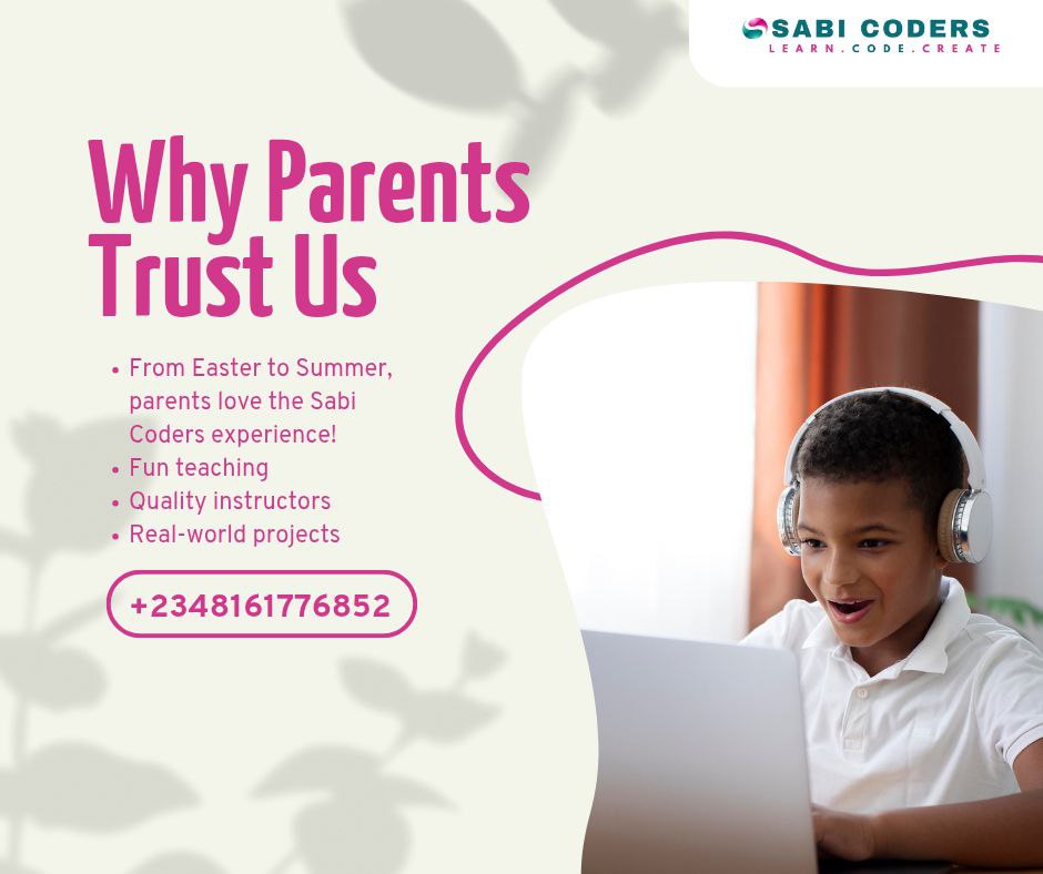 SabiCoders's tweet image. From Easter to Summer, parents love the Sabi Coders experience!

Fun teaching

Quality instructors

Real-world projects
This isn’t just another online class. It’s a launchpad.
Talk to us today:
08161776852
 wa.me/message/M7XPEU…
#ParentChoice #SmartSummer