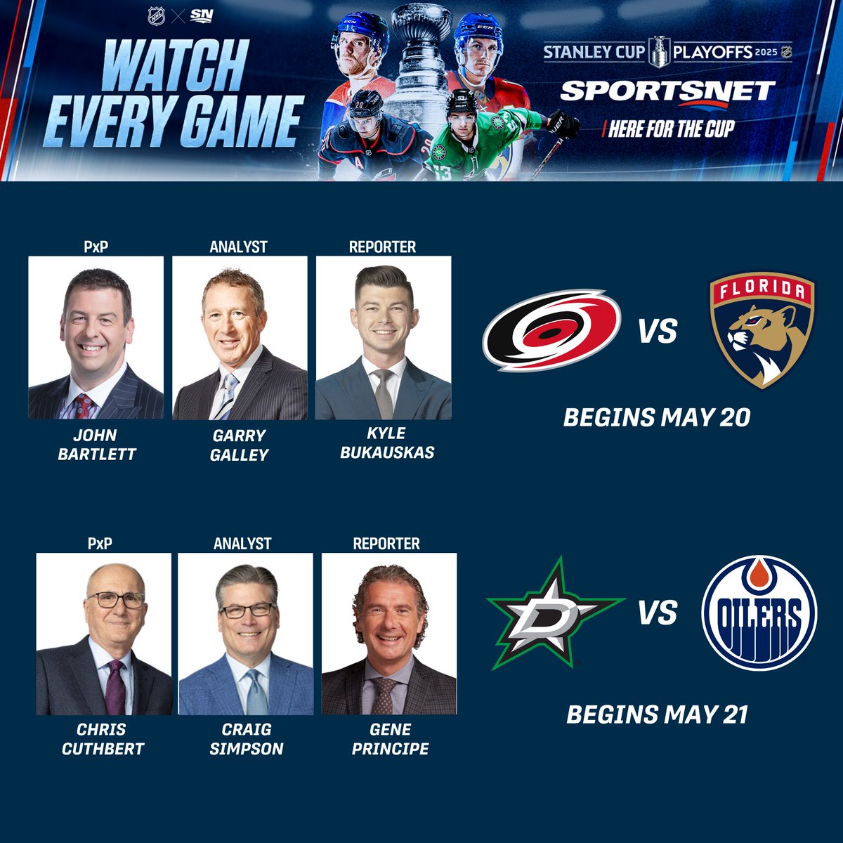 SportsnetPR's tweet image. And then there were four! 🏒
The 2025 Stanley Cup Playoffs Conference Finals begin tomorrow night on @Sportsnet!