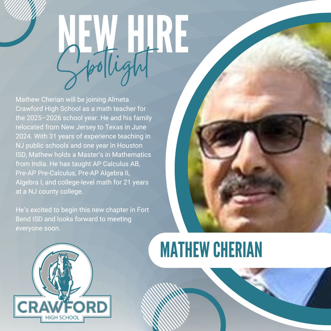 Excited to add Mr. Cherian to the "Ranch"! His experience in teaching all levels of Math is going to take ACHS to the next level! #ChargersWin #TheTealisReal 🏇⚡️