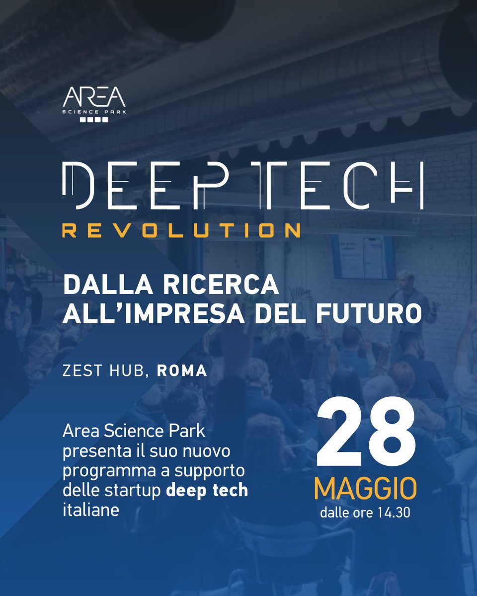 AreaSciencePark's tweet image. Are you a researcher or startupper based in Rome (or Lazio region)? Take part in the presentation of Deep Tech Revolution, the innovative call that provides non-repayable funding for business projects and solutions with a high technological impact! 
More: lnkd.in/dfdBESwh