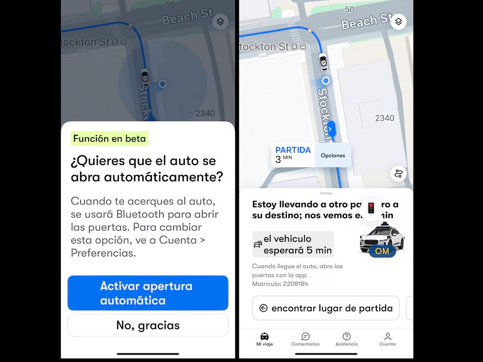 5 de 7 / La función beta de apertura automática de puertas mediante Bluetooth permite una experiencia personalizada, optimizando la espera y el abordaje rápido en cada viaje. La app muestra los datos del vehículo asignado y la ubicación exacta para el abordaje.