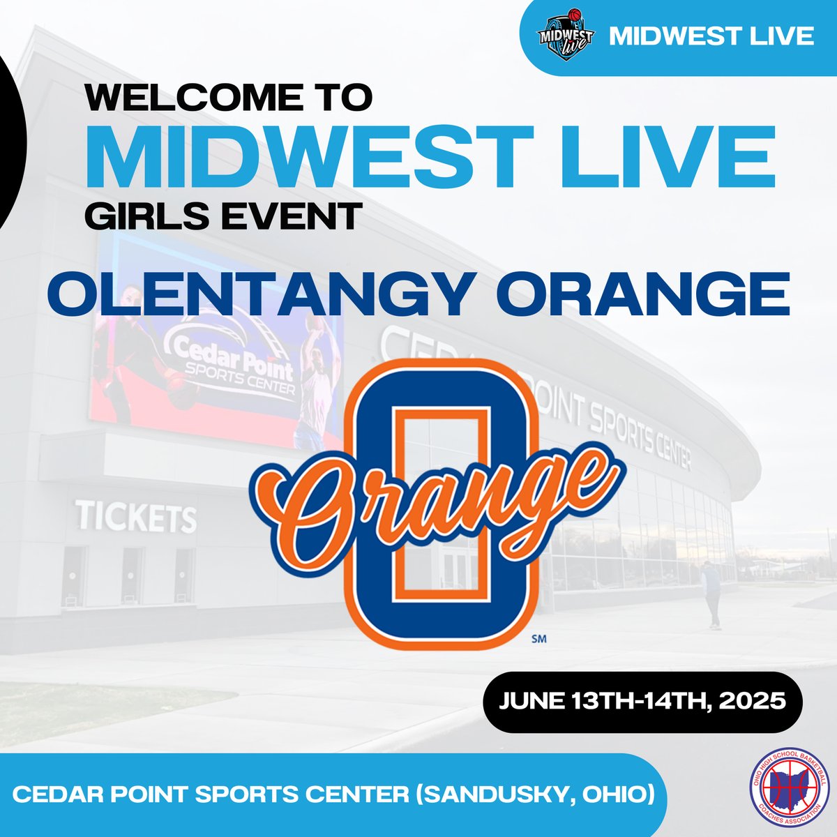 The OHSBCA would like to welcome the following teams to Midwest Live (Girls Event).

Midwest Live is one of the top Scholastic Recruiting Events in the nation!

See you June 13th-14th at the beautiful Cedar Point Sports Center in Sandusky, Ohio. 

#MWLiveGirls2K25
