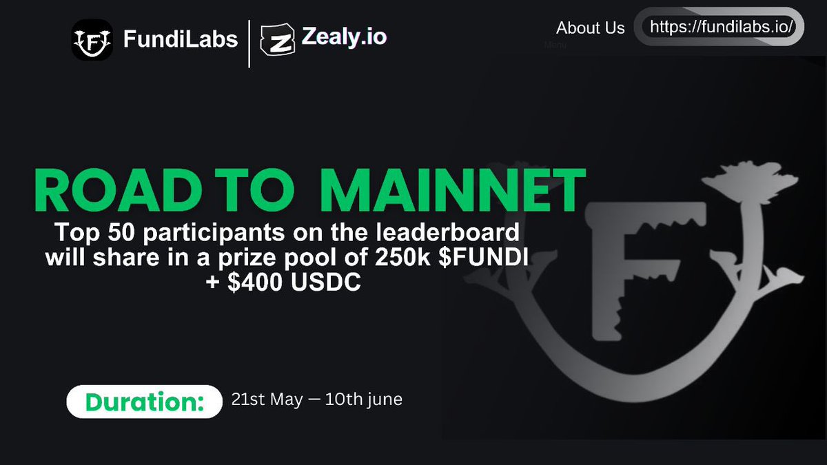 🚀 Be early for Fundi TGE and earn rewards!

🌎 Join our community on Zealy and start your journey today.

📢 Stay in the loop with airdrops, updates &amp; more — join our new Telegram channel now!

🔗 zealy.io/cw/fundilabs
📲 TG: t.me/+_T0zMPzDFlk4Z…

#Fundi #Tokenization