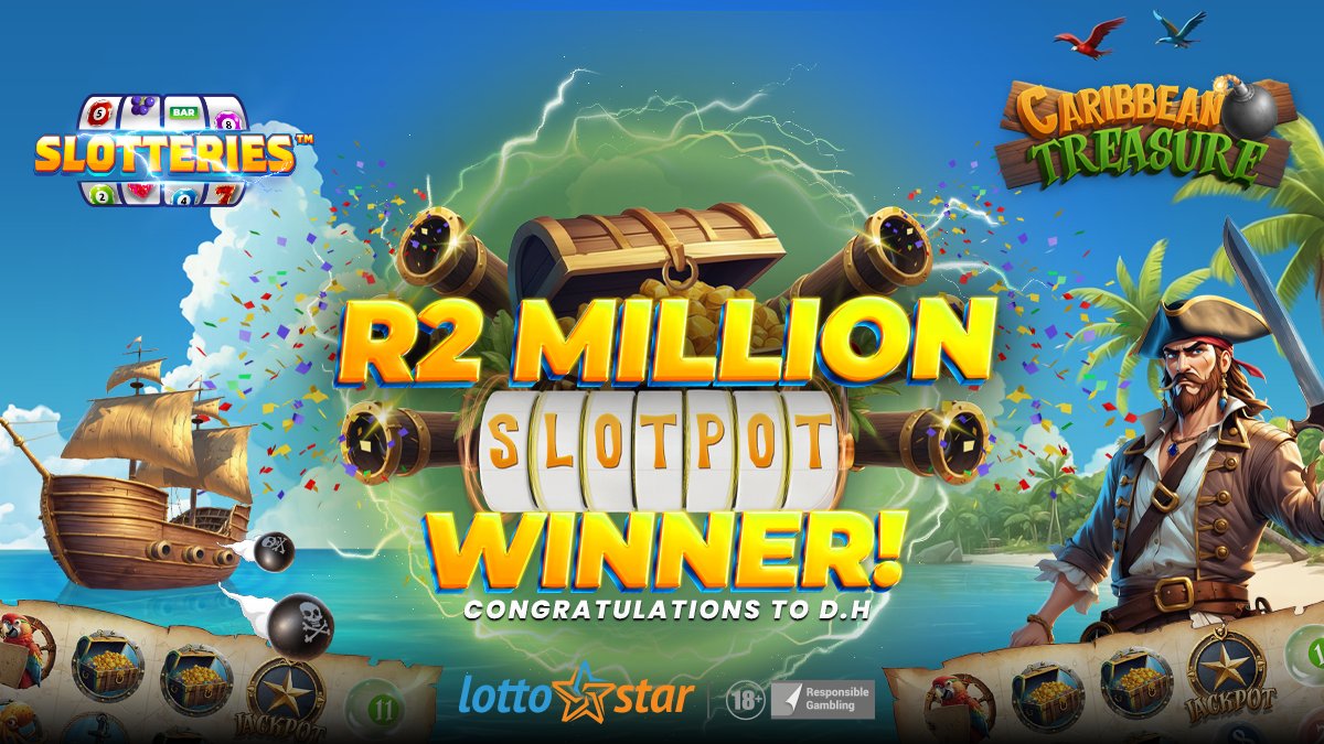 Lotto_Star's tweet photo. New week, new millionaire! ๐คฉ
Your World of Live Games just crowned another multi-millionaire! ๐ธ
D.H. sailed off with a R2 Million win on Caribbean Treasure โ from a single spin! ๐ฐ
Will you be next?
Spin now on our Slotteries!
#LottoStar #MondayMillionaires #Spintheslots https://t.co/LhX4tJmm3Y
