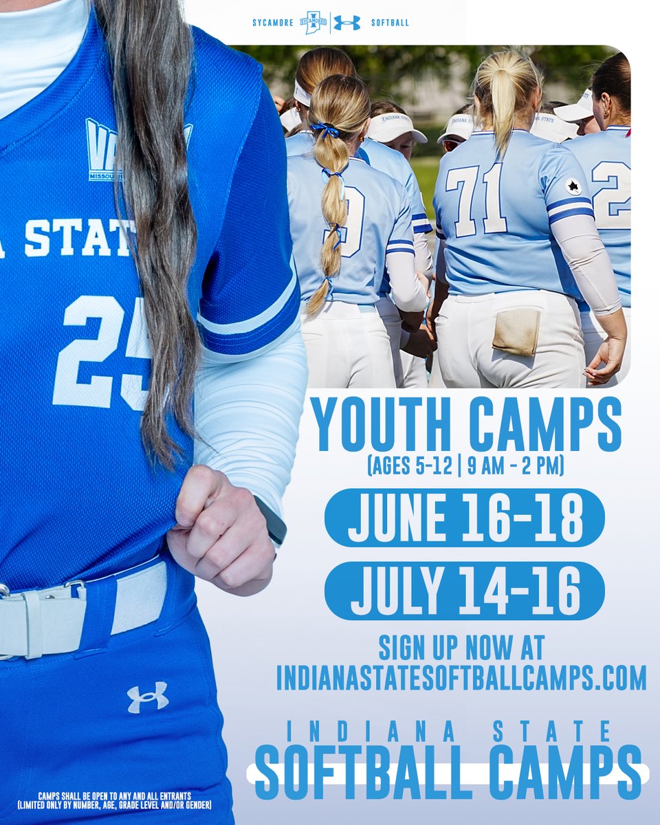 Indiana State Softball (@indstsoftball) on Twitter photo Sign-ups are open for the 2025 <a href="/IndStSoftball/">Indiana State Softball</a> Summer Youth Camps out at Price Field!
tinyurl.com/yvt9ybyc
#MarchOn Sign-ups are open for the 2025 <a href="/IndStSoftball/">Indiana State Softball</a> Summer Youth Camps out at Price Field!
tinyurl.com/yvt9ybyc
#MarchOn