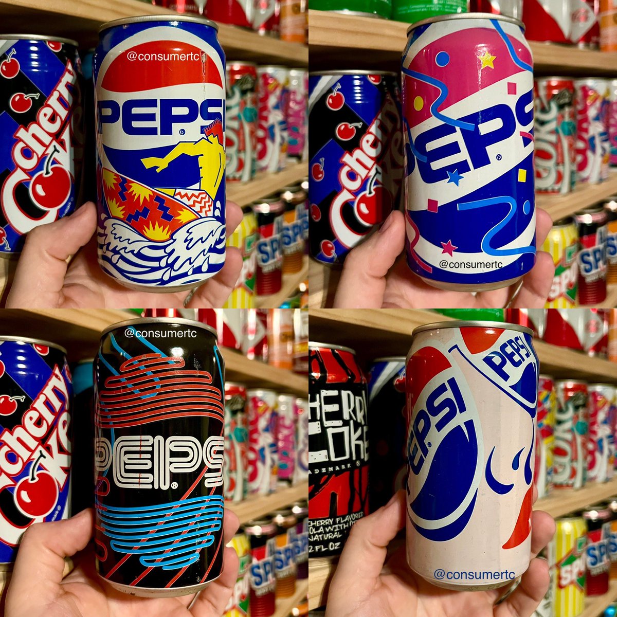 All four Pepsi “Cool Cans” from the summer of 1990, including the