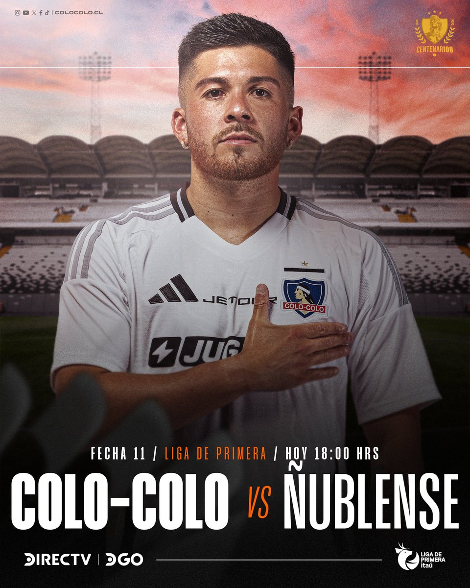ColoColo's tweet photo. ¡𝙃𝙊𝙔 𝙎𝙀 𝙅𝙐𝙀𝙂𝘼! 🤟🔥 

Estadio Monumental, 18:00hrs 🏟

Fecha 11, #ligadeprimeraitaú ⚽️

#𝑉𝑎𝑚𝑜𝑠𝐶𝑜𝑙𝑜𝐶𝑜𝑙𝑜 • #𝐶𝑒𝑛𝑡𝑒𝑛𝑎𝑟100 https://t.co/4oJBsghEJO