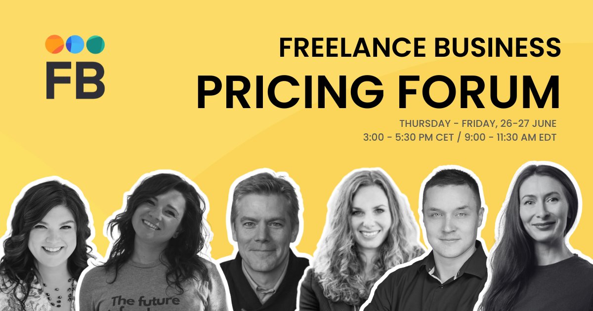 🚨 ANNOUNCEMENT TIME 🚨
Pricing and pay rates are some of the biggest struggles for freelancers. Here's how to fix them 👇

🔥Join our Freelance Business Pricing Forum
📌 Reserve your spot here:  freelancebusiness.community/c/pricing-foru…

#pricing #freelancers #iamfreelance #solopreneur