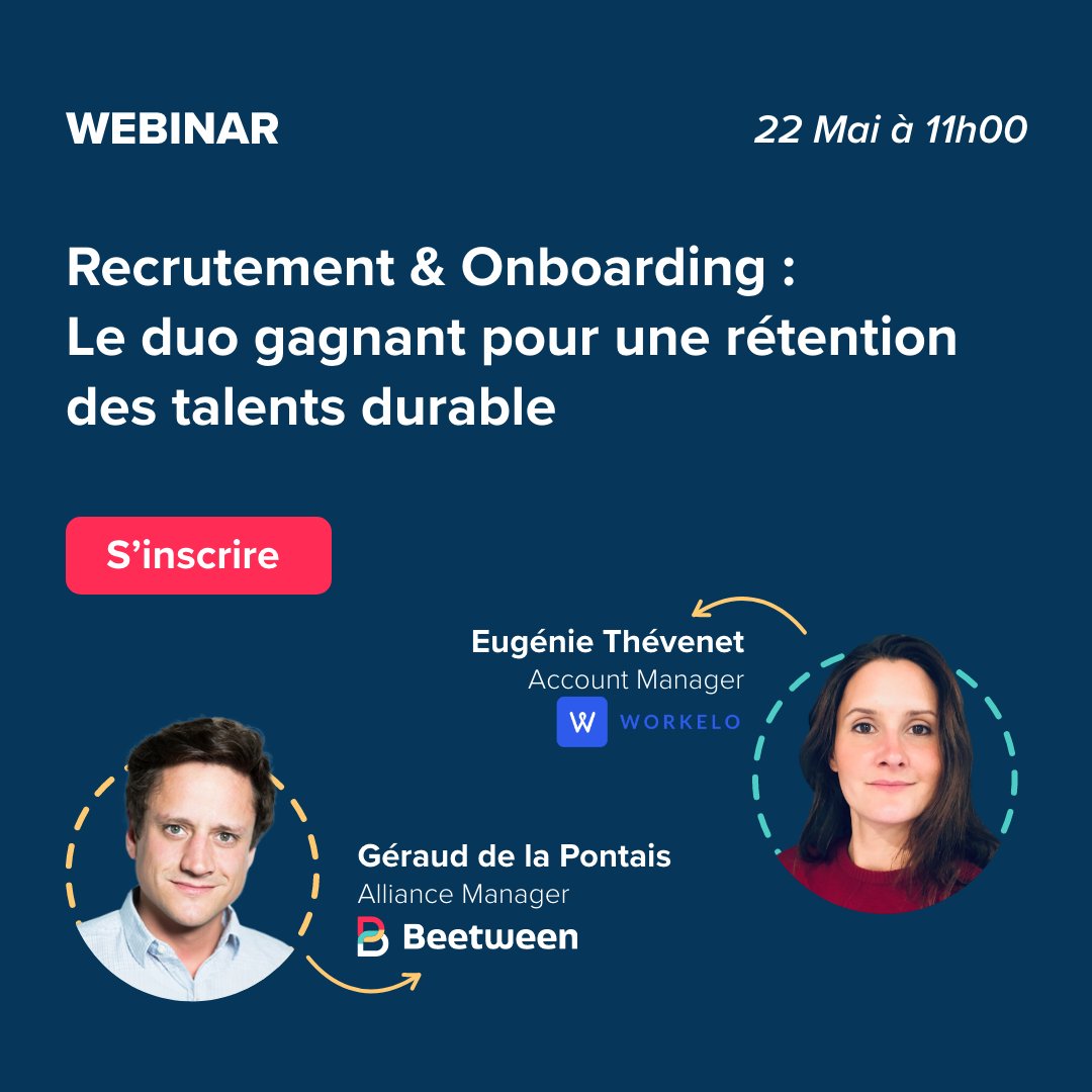 🎯 Ne dissociez plus recrutement et onboarding !

Chez Workelo, on est convaincus que la réussite ne s’arrête pas à la signature.

📅 Le 22 mai à 11h, on en parle en webinar avec Beetween 
Venez échanger avec nous !

🔗 Inscrivez-vous ici 👇
content.beetween.com/fr/webinaire/r…