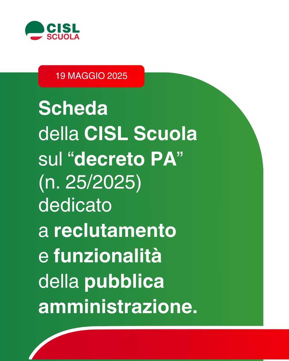 cislscuola's tweet image. Sulla #GazzettaUfficiale n.109 del 13 maggio 2025 è stata pubblicata la Legge n.69 del 9 maggio 2025, che ha convertito il decreto-legge 14 marzo 2025, n. 25, recante disposizioni urgenti in materia di #reclutamento e #funzionalità delle #PubblicheAmministrazioni.

L&apos;Ufficio…