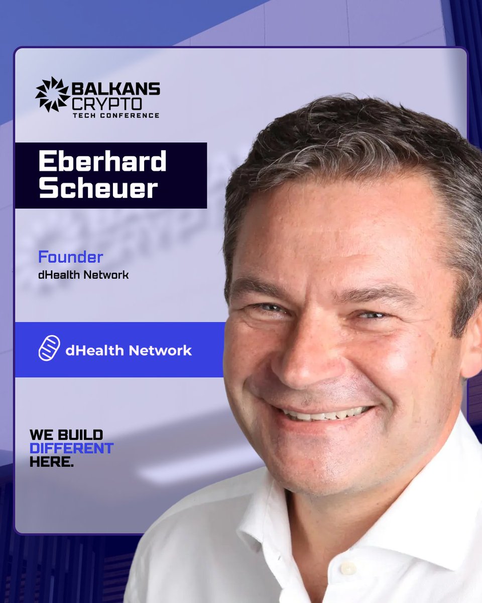 Balkans Crypto (@balkanscryptox) on Twitter photo We’re excited to welcome Eberhard Scheuer, Founder of <a href="/dHealth_Network/">dHealth Intelligence</a> , to the Balkans Crypto 2025 stage.
Eberhard is the visionary behind the dHealth blockchain, merging AI and Web3 to revolutionise global healthcare. With a PhD in psychology and decades in health tech, he’s We’re excited to welcome Eberhard Scheuer, Founder of <a href="/dHealth_Network/">dHealth Intelligence</a> , to the Balkans Crypto 2025 stage.
Eberhard is the visionary behind the dHealth blockchain, merging AI and Web3 to revolutionise global healthcare. With a PhD in psychology and decades in health tech, he’s
