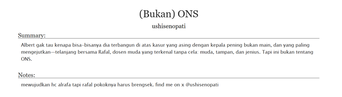gakuatbang's tweet photo. #alrafa one shot fic

(Bukan) ONS

🖇️https://t.co/uBpqPvlYar

note: kindly read tags before read https://t.co/oV1crKcO0e