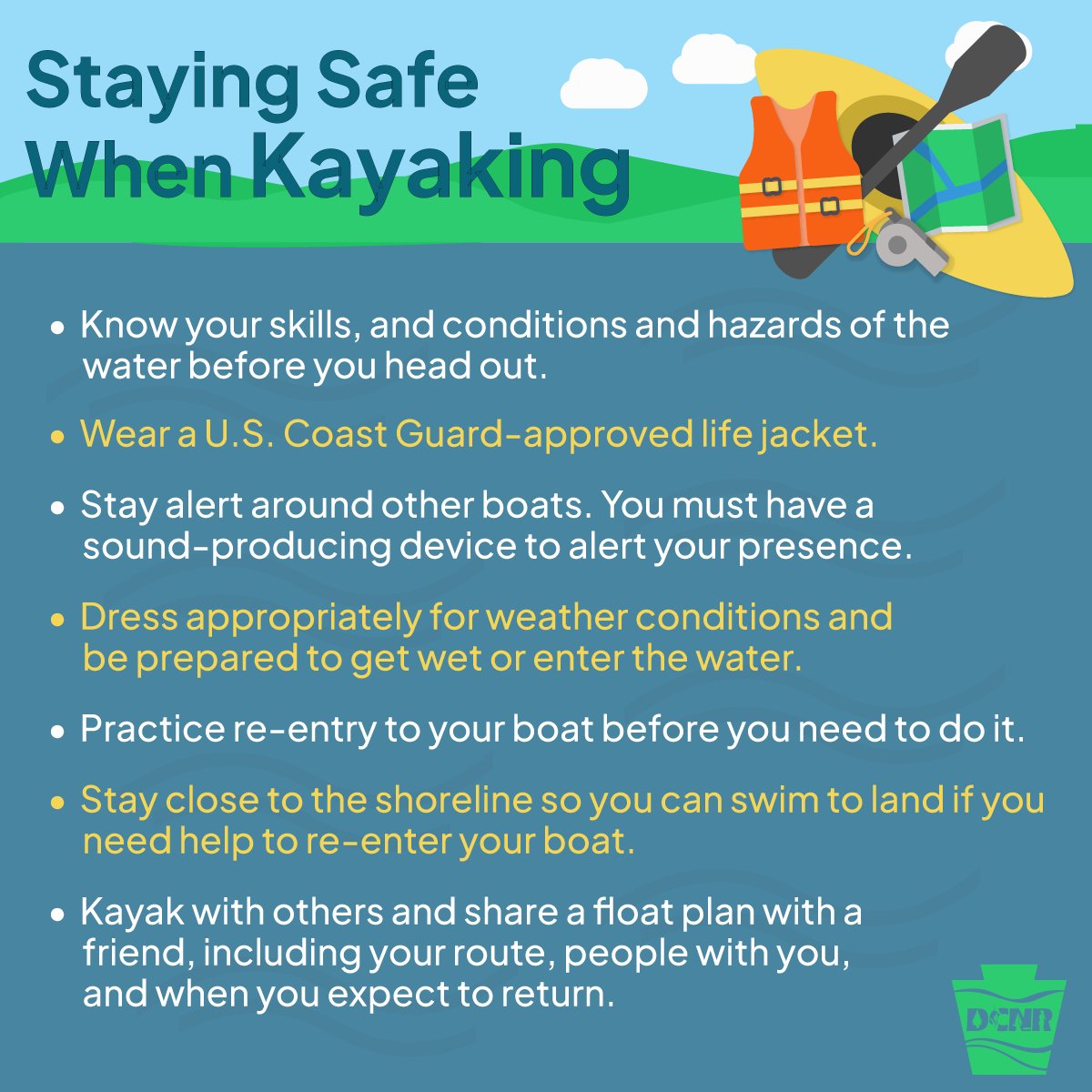 DCNRnews's tweet image. We’re starting to see more kayaks out in Pennsylvania state parks and forests. If you are heading out to paddle, please remember to be safe.  🛶

Take an online Paddling Sports Safety Course to help make you a safer and better paddler ➡ bit.ly/3cC6UVG 

#SafeBoatingWeek