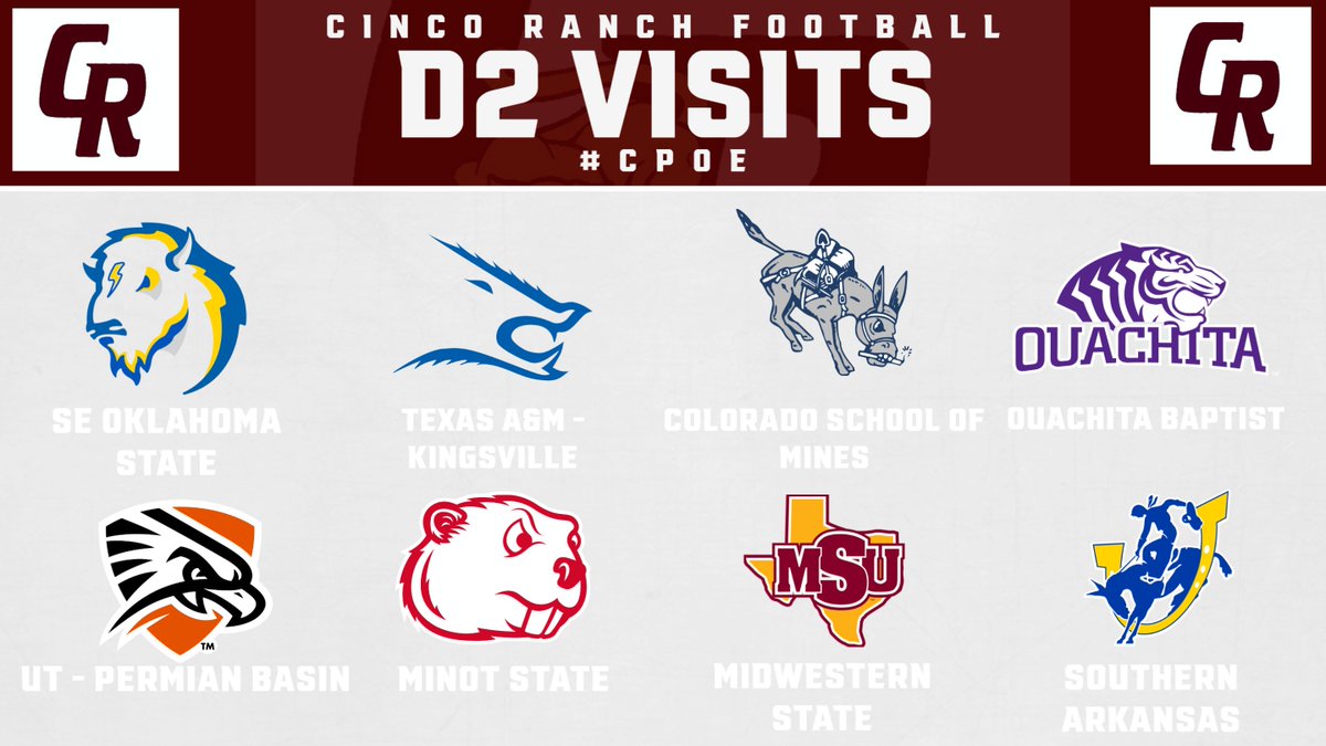 Huge thank you to all the college coaches who stopped by Cinco Ranch this spring! We appreciate your time and interest in our athletes. Straight line recruiting is alive and well at The Ranch! 🏈 #CPOE #SLR #txhsfb #reCRuit
