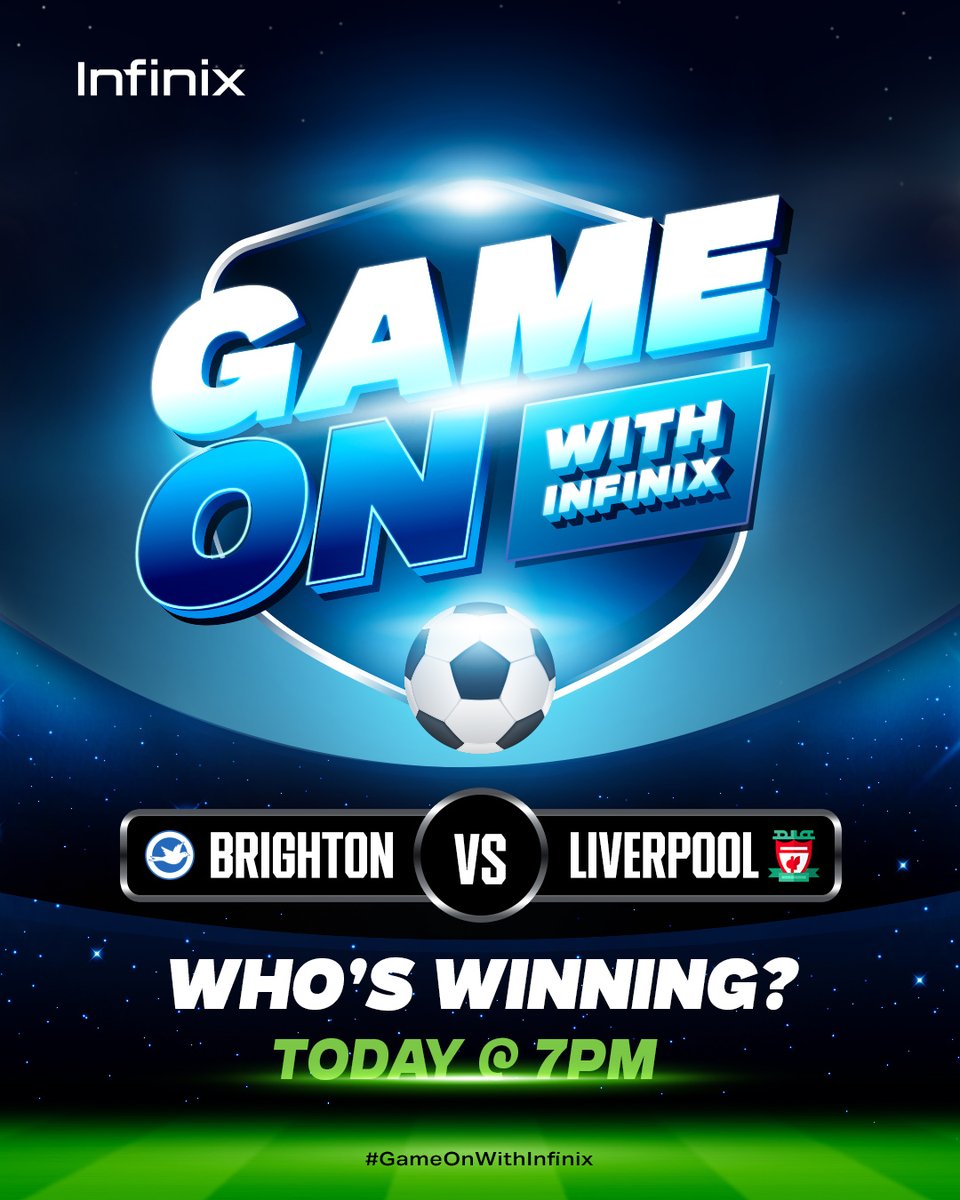 InfinixGhana's tweet photo. MATCH DAY 5
Build your points to win a brand new Note 50 Pro 📱🤩
1️⃣ Follow us on TikTok(InfinixGhana)
2️⃣ Predict the Brighton vs Liverpool score
3️⃣ Use hashtag #GameOnWithInfinix
4️⃣ First 2 correct predictions per game (May 6th–31st) https://t.co/sDhJGvIrV1