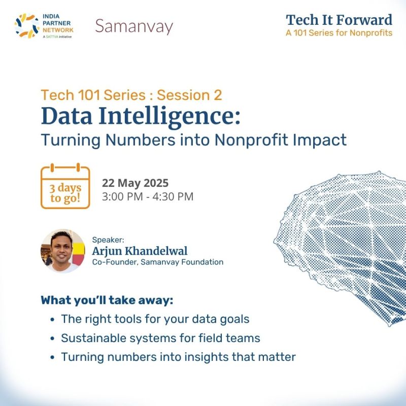 avniproject's tweet image. 📅 Only 3 days left – join us and take your data journey forward.  
🔗 Register now: lnkd.in/g8G2vJRT

#TechItForward #NGOs #DataForImpact #MonitoringAndEvaluation #Avni #SamanvayFoundation #SocialImpactTech #3DaysToGo