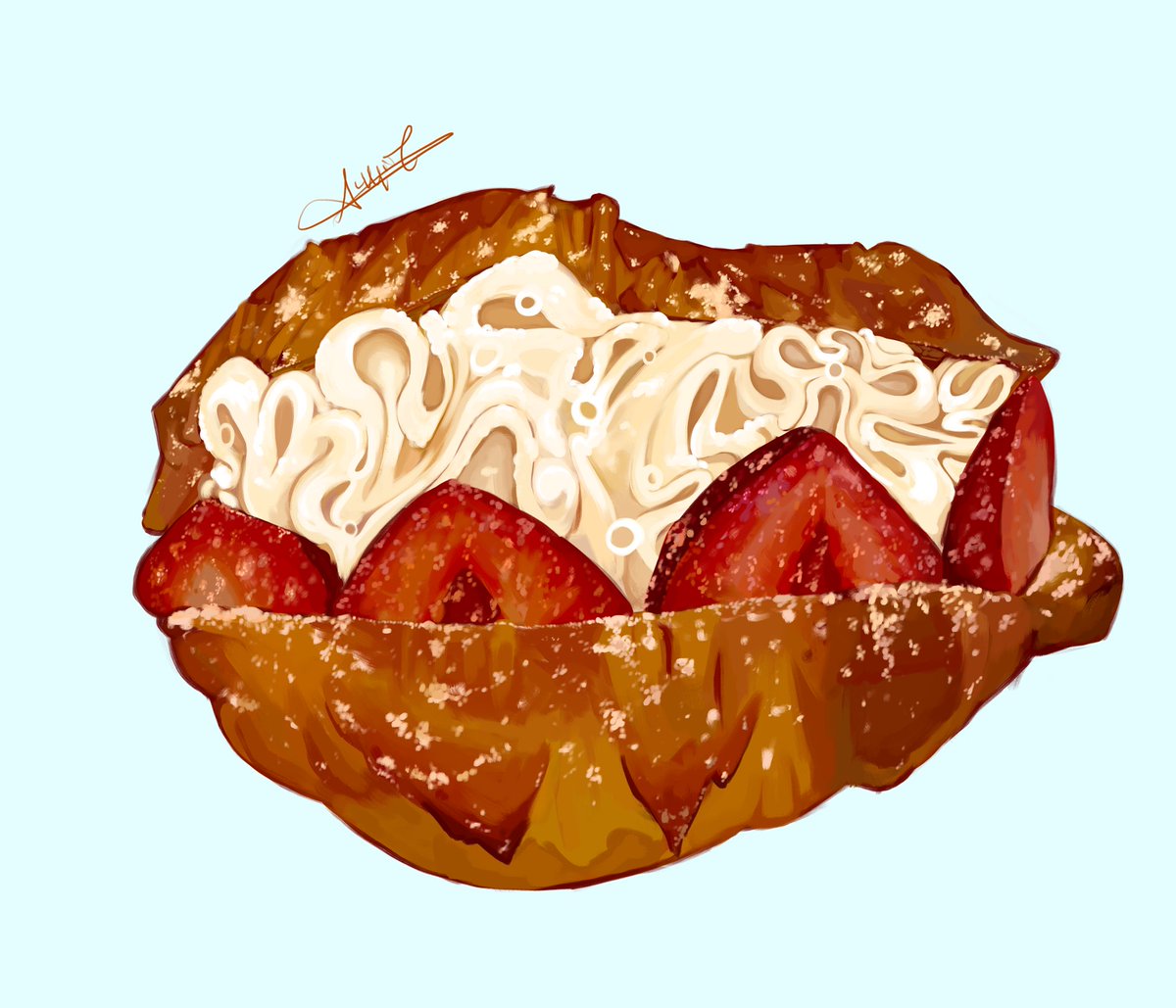 av4ir7's tweet image. wanted to repost my croissant i drew last year 🍓🥐 #artmoots #moots #moothunting #arttwt