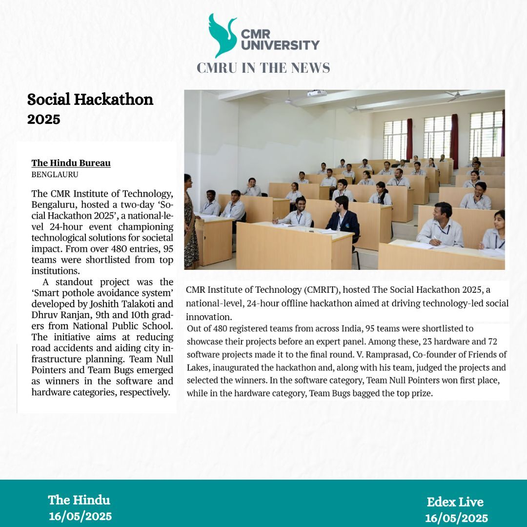 CMR University in the spotlight innovation, achievements, and milestones that shape the future, Stay updated with our latest news!

#cmruniversity #biweeklyedition #Latestupdated #NewsUpdate