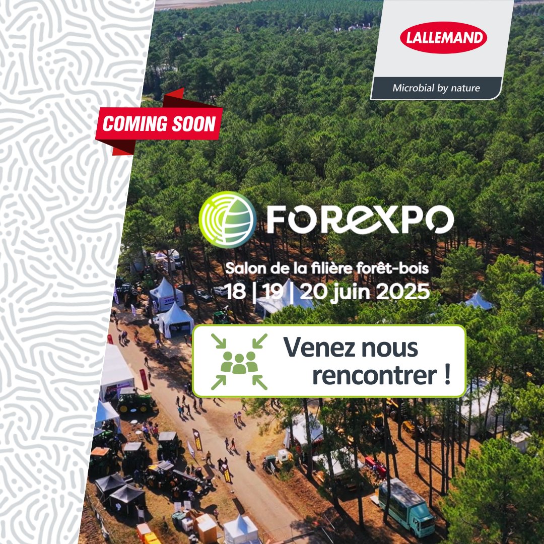 🌲 Lallemand Plant Care sera à FOREXPO du 18 au 20 juin à Mimizan ! Rendez-vous sur ce salon majeur dédié à la sylviculture pour échanger autour de nos solutions de biocontrôle pour des forêts durables 🌱
#FOREXPO2025 #Sylviculture #ForêtDurable #Biocontrôle #LallemandPlantCare