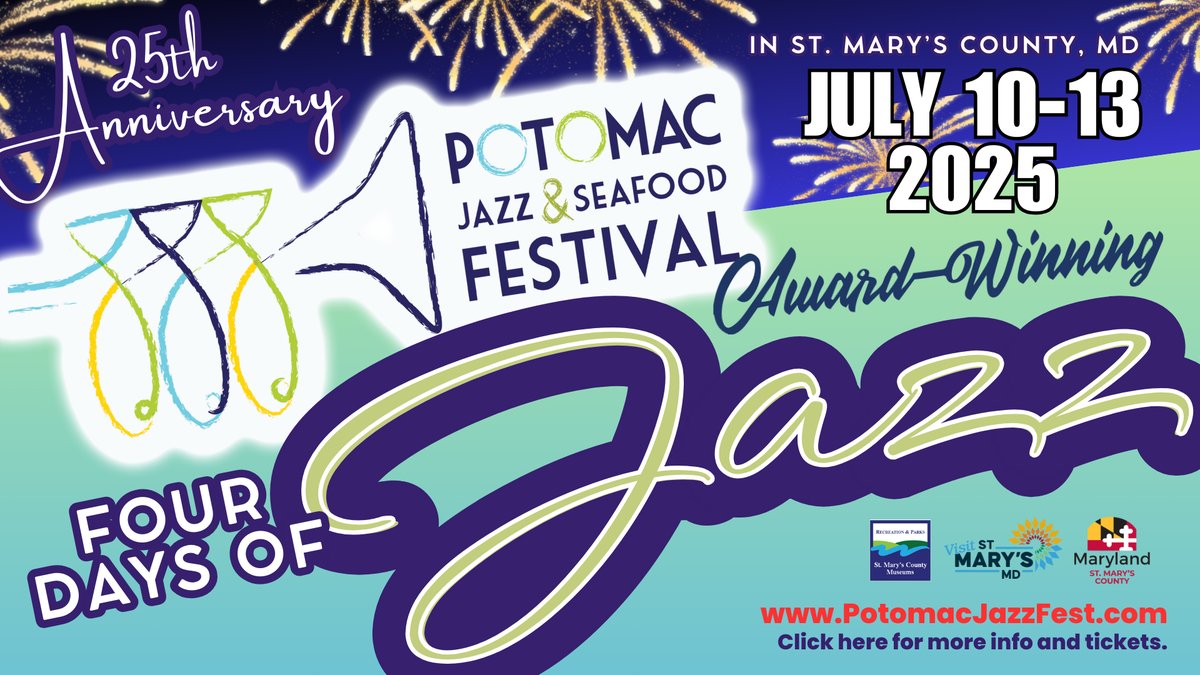 thebaynetcom's tweet image. Celebrate 25 years of jazz, seafood &amp;amp; waterfront magic at the Potomac Jazz &amp;amp; Seafood Festival, July 10–13.

✨ Grab your tickets now and let the rhythm take you: bit.ly/PJSF2025