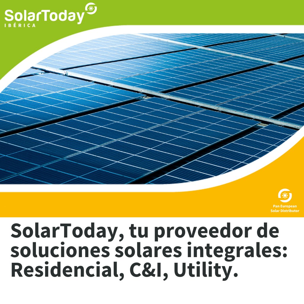 SolartodayE's tweet photo. SolarToday, tu proveedor de soluciones solares integrales. 
Encuentra la solución más eficiente y óptima para tus proyectos residenciales, C&amp;I y de Utility. 

¿Hablamos? https://t.co/r3VY0LQjl4

#Fotovoltaica #EnergíaSolar #Distribuidor #Calidad #Instaladores https://t.co/sFNYL5OdDo
