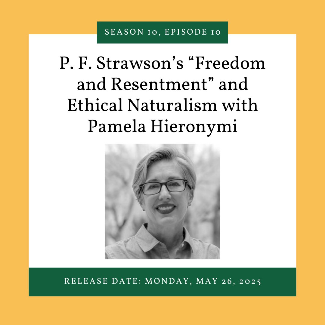 In next week’s episode, which will be the final episode this season, we talk with Pamela Hieronymi about P. F. Strawson’s influential paper “Freedom and Resentment”. We also ask about Pamela’s work on Strawson’s ethical naturalism, including her recent Gifford Lectures.