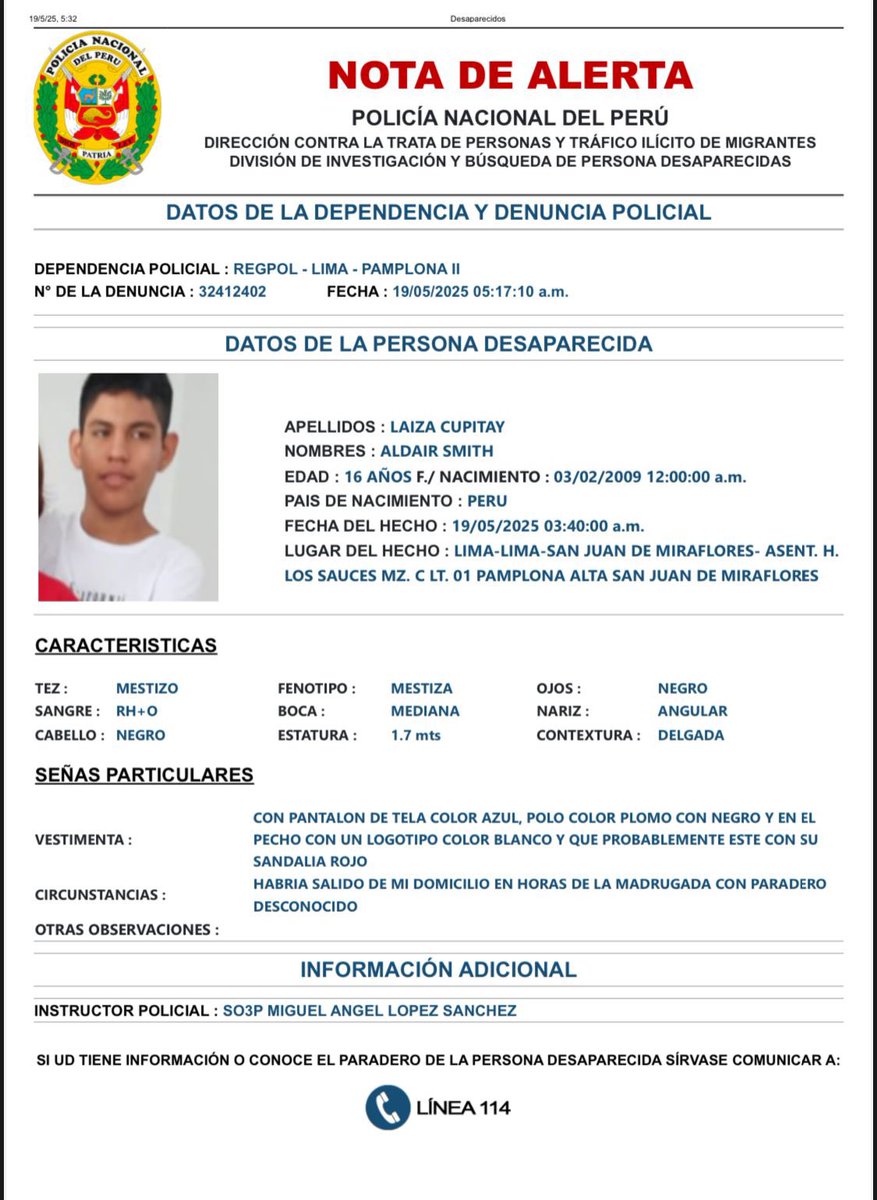 FamNeurodiversa's tweet photo. Lo estamos buscando! #alertamber @MimpConadis @PoliciaPeru ayúdennos con su difusión 🙏 https://t.co/4Lkg4D57Jx