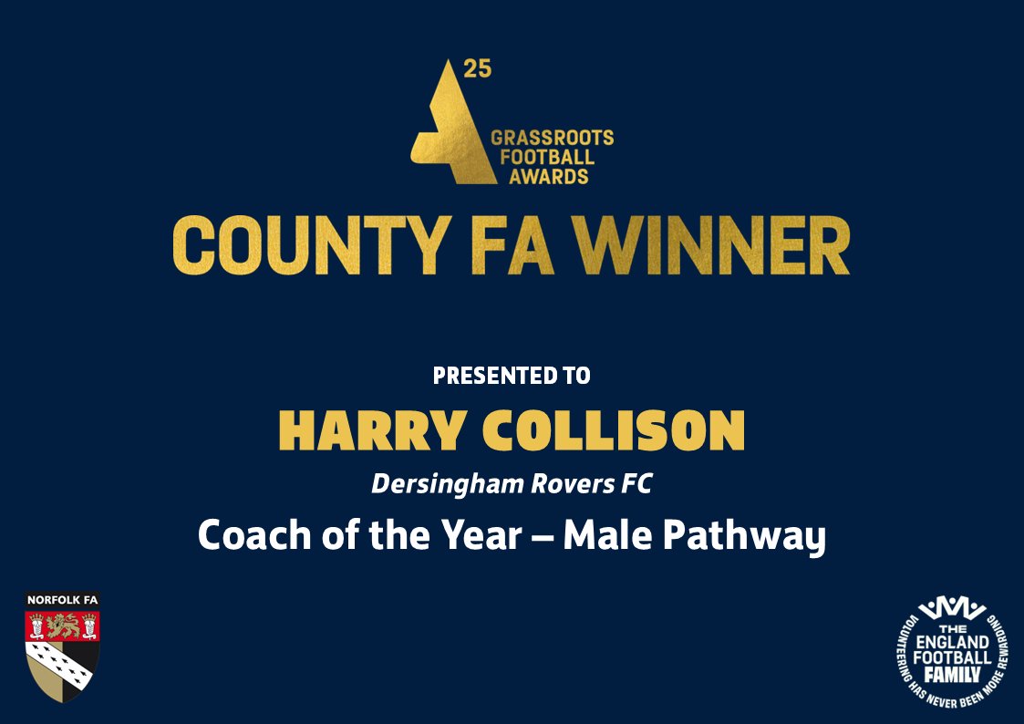 <a href="/EnglandFootball/">England Football</a> <a href="/NCFARefereeing/">Norfolk County FA Referees Department</a> <a href="/Lionesses/">Lionesses</a> Our final Award is for Coach of the Year – Male Pathway 🙌

This person brought the team back to life after it folded in 2017. The first year back in 2018 saw the team win the league with no losses and lift the league cup. From then on it has been promotion every year other than