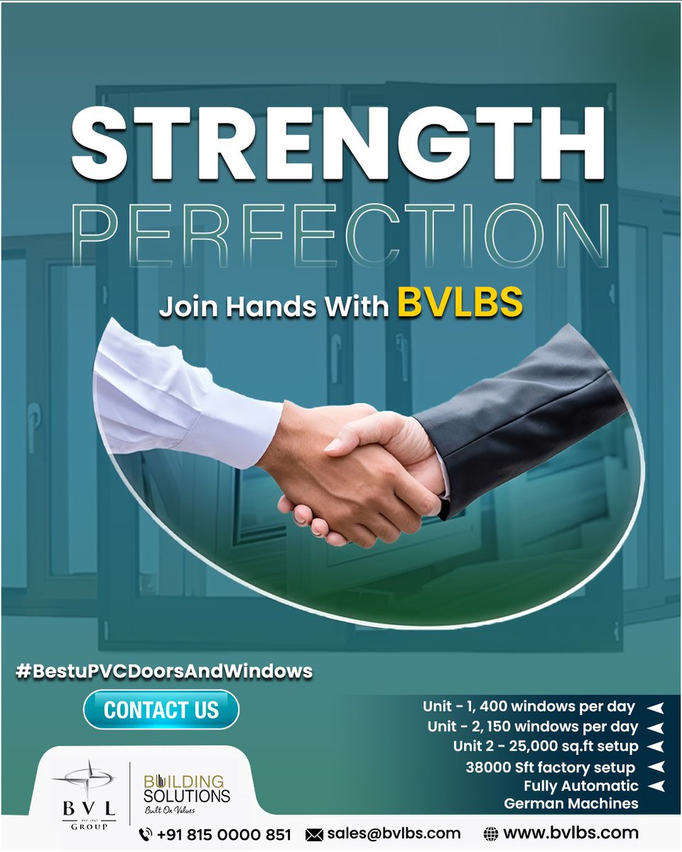 Bvlbsupvc's tweet image. STRENGTH. PERFECTION. EXCELLENCE. 🏡 At BVL Building Solutions, we don’t just manufacture uPVC doors and windows .

For More Info
🌐 bvlbs.com
📧 sales@bvlbs.com
📞 +91 815 0000 851 

#Bvlbs #BvlbsUPVC #uPVCDoorsAndWindows #Strong #Affordable #TermiteResistance