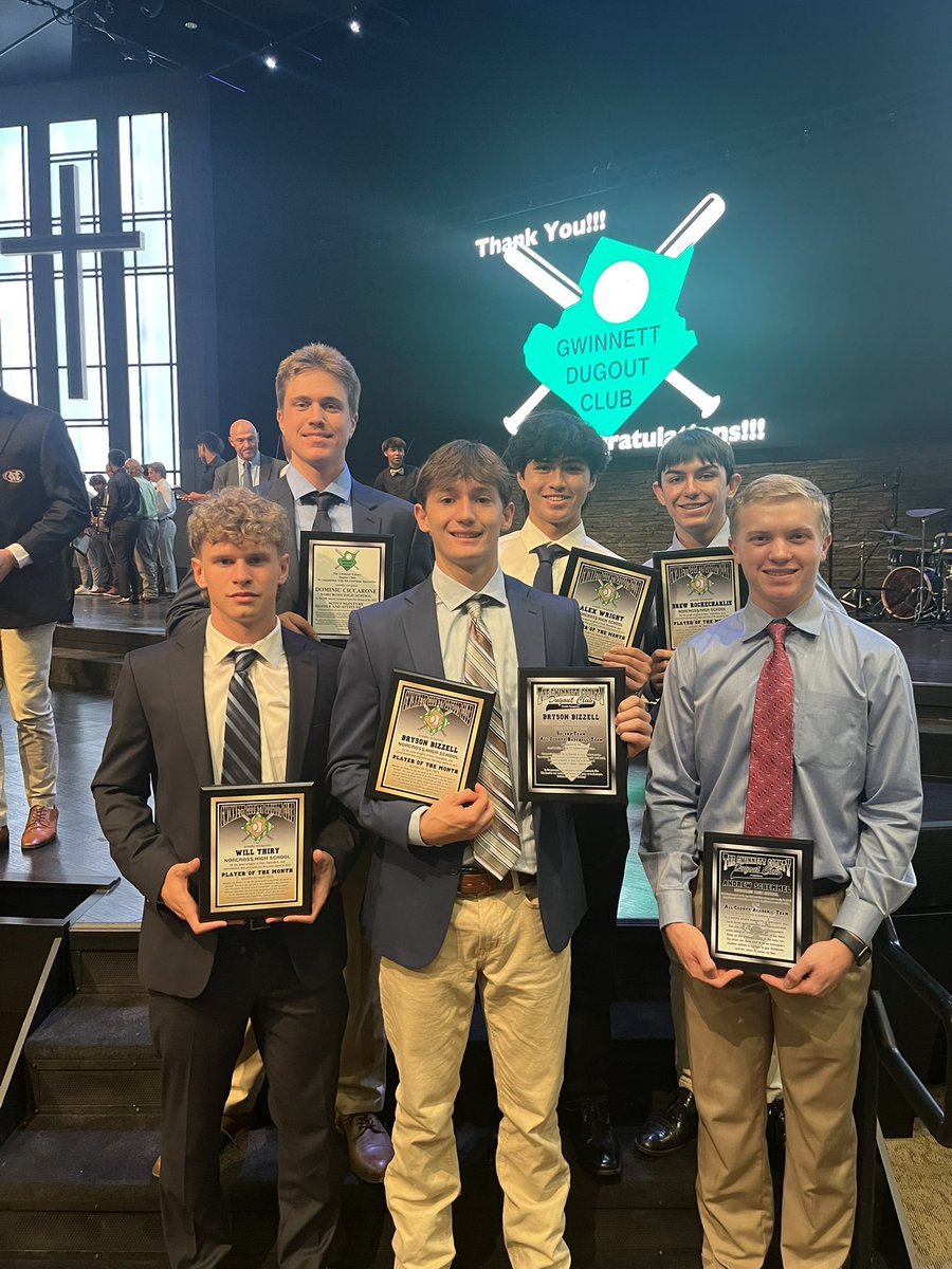 Gwinnett Dugout Club Award Recipients:

Player of the Month - Will Thiry, Drew Rockecharlie, Bryson Bizzell, Alex Wright

Heart &amp; Hustle Award - Dominic Ciccarone

Academic All County - Andrew Schemmel

2nd Team All County - Bryson Bizzell

Assistant Coach Award -Coach McCullough